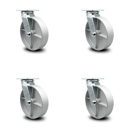 Service Caster 8 Inch Semi Steel Wheel Swivel Caster Set with Ball Bearings SCC-30CS820-SSB-4